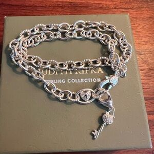 Judith Ripka Sterling Silver “Key to my Heart” Necklace 18” with Key Charm